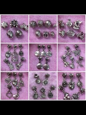 45 Flower Heart Butterfly Ladybug Pumpkin Sunflower charm Bracelet Bundle A lot